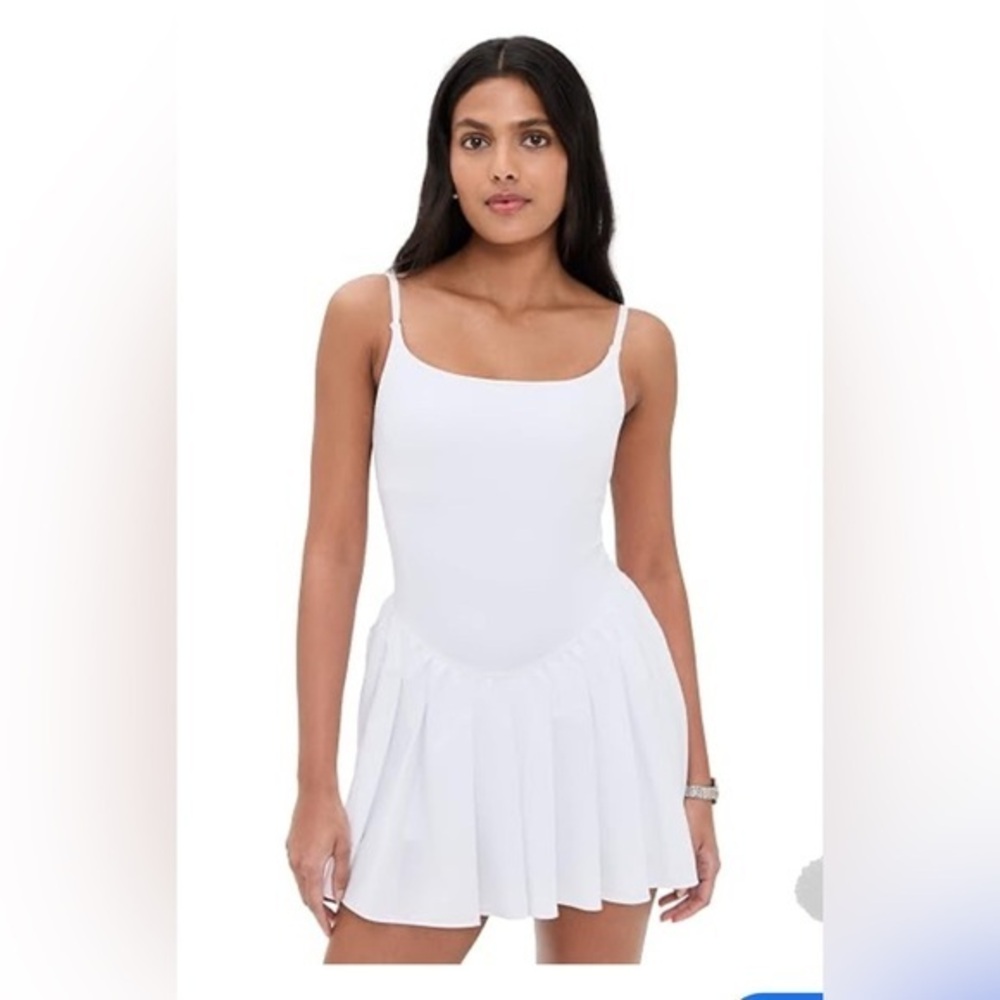 Women's Tennis Golf Dress With Built Bra Shorts Square Neck Mini Pockets S